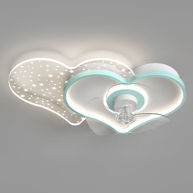 Cartoon slaapkamer plafondventilator verlichting armatuur acryl kinderen stijl semi -flush light