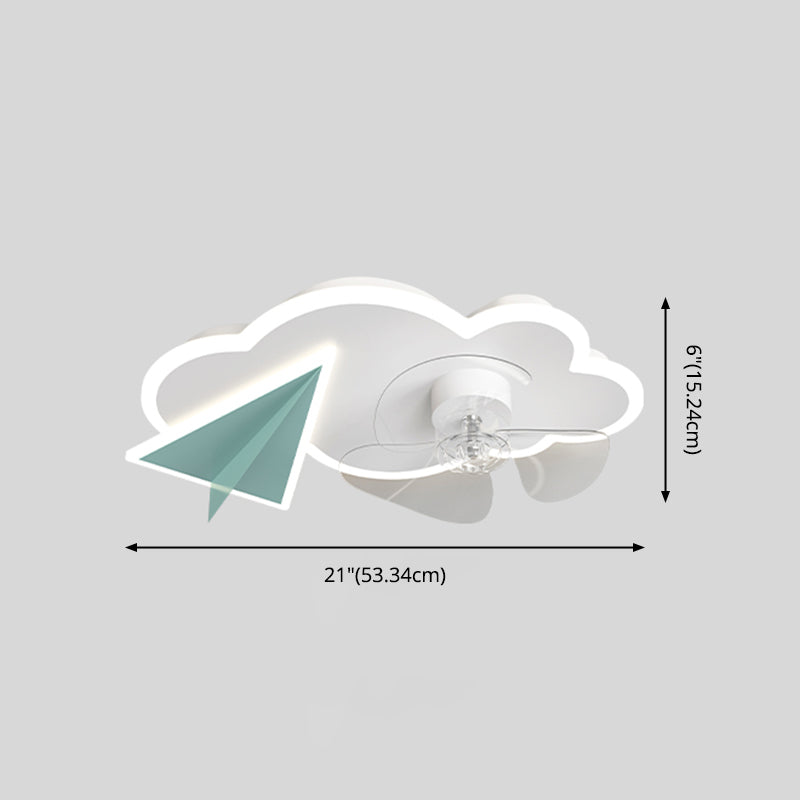 Cartoon slaapkamer plafondventilator verlichting armatuur acryl kinderen stijl semi -flush light