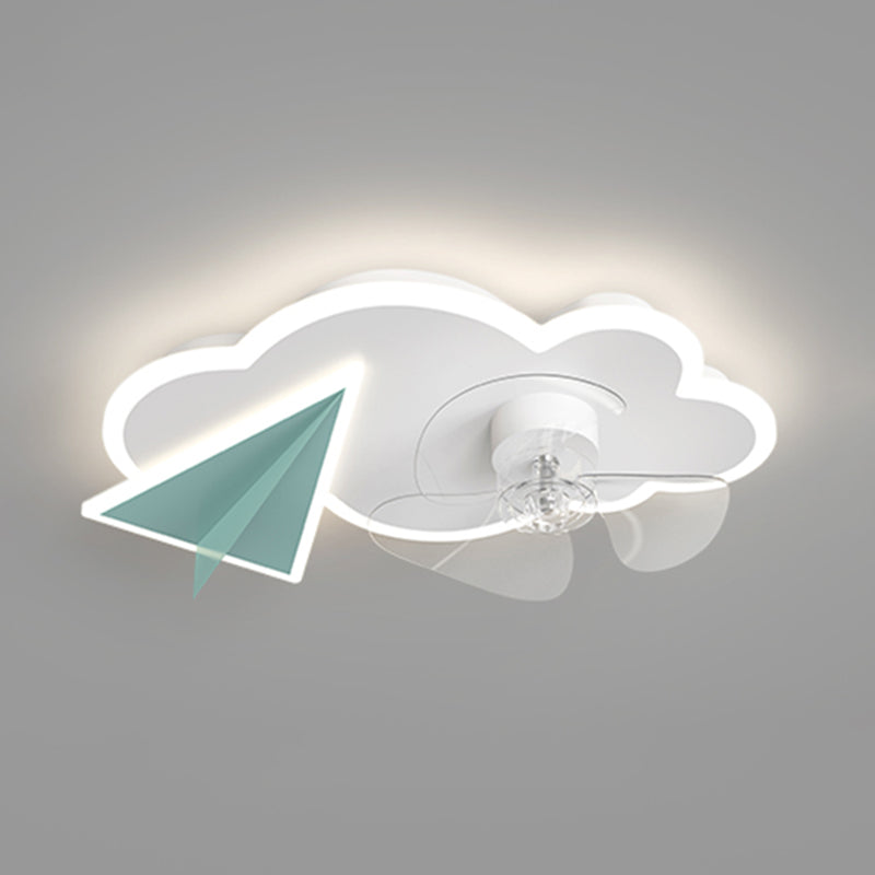 Cartoon slaapkamer plafondventilator verlichting armatuur acryl kinderen stijl semi -flush light