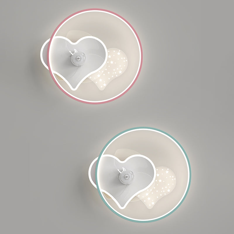 Cartoon slaapkamer plafondventilator verlichting armatuur acryl kinderen stijl semi -flush light