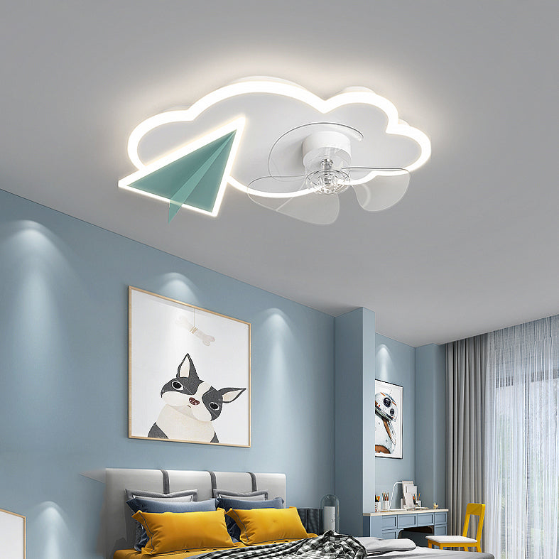 Cartoon slaapkamer plafondventilator verlichting armatuur acryl kinderen stijl semi -flush light