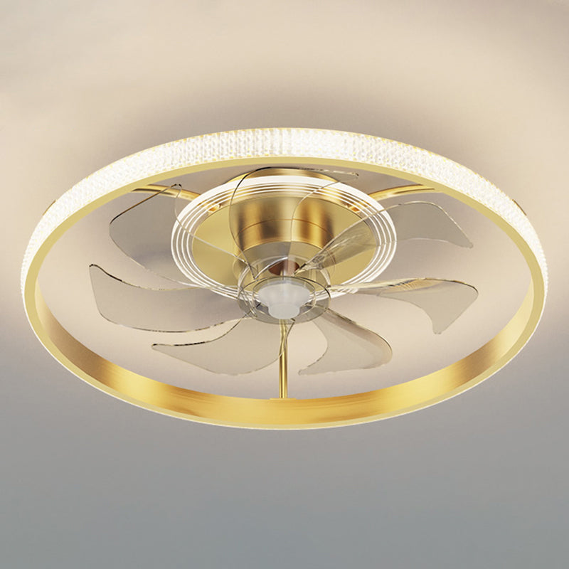 Lampada a ventola a soffitto circolare con finitura dorata LED MIMINALIST METALE SEMI FLUSH LUCE