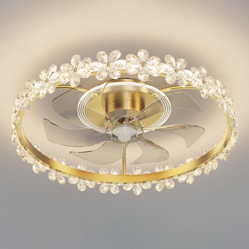 Lampada a ventola a soffitto circolare con finitura dorata LED MIMINALIST METALE SEMI FLUSH LUCE