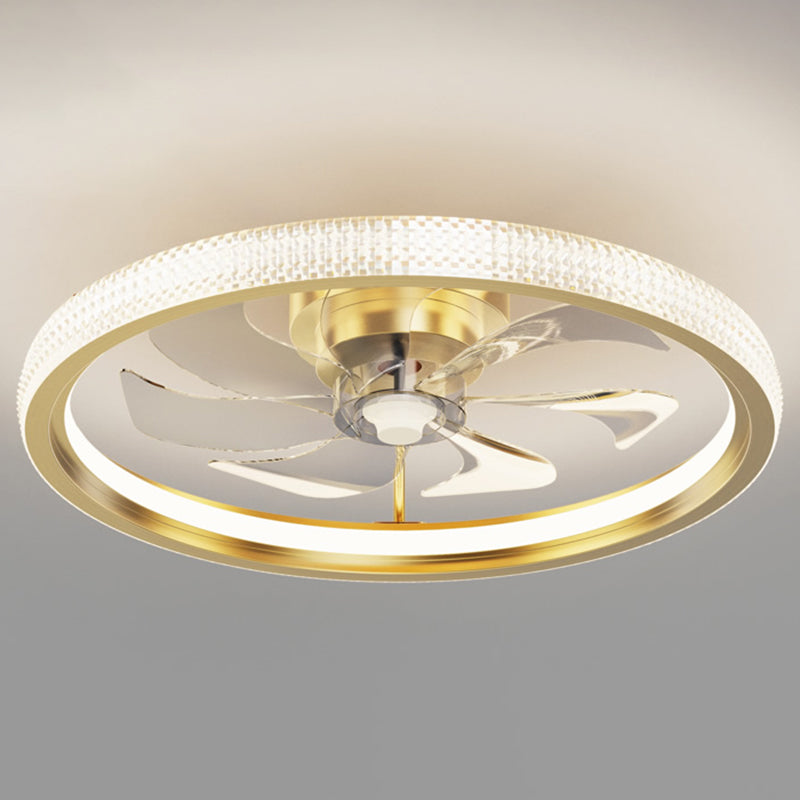 Lampada a ventola a soffitto circolare con finitura dorata LED MIMINALIST METALE SEMI FLUSH LUCE