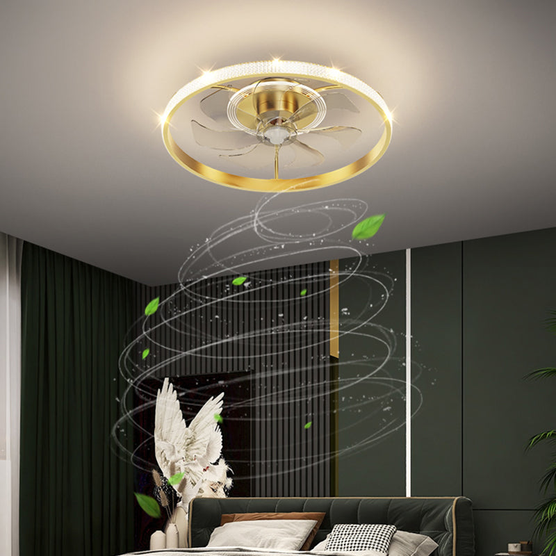 Lampada a ventola a soffitto circolare con finitura dorata LED MIMINALIST METALE SEMI FLUSH LUCE
