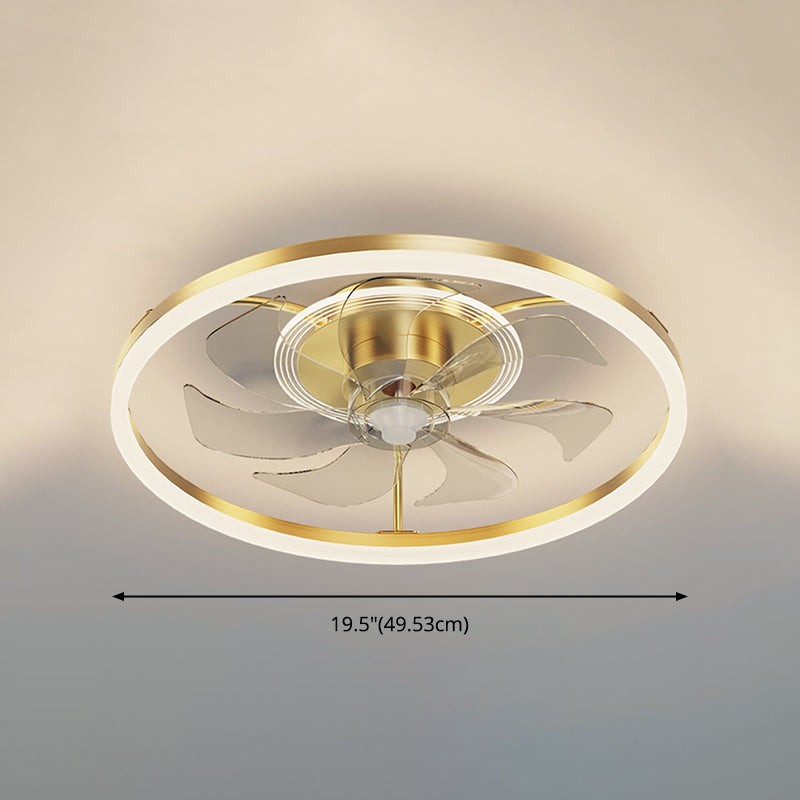 Lampada a ventola a soffitto circolare con finitura dorata LED MIMINALIST METALE SEMI FLUSH LUCE