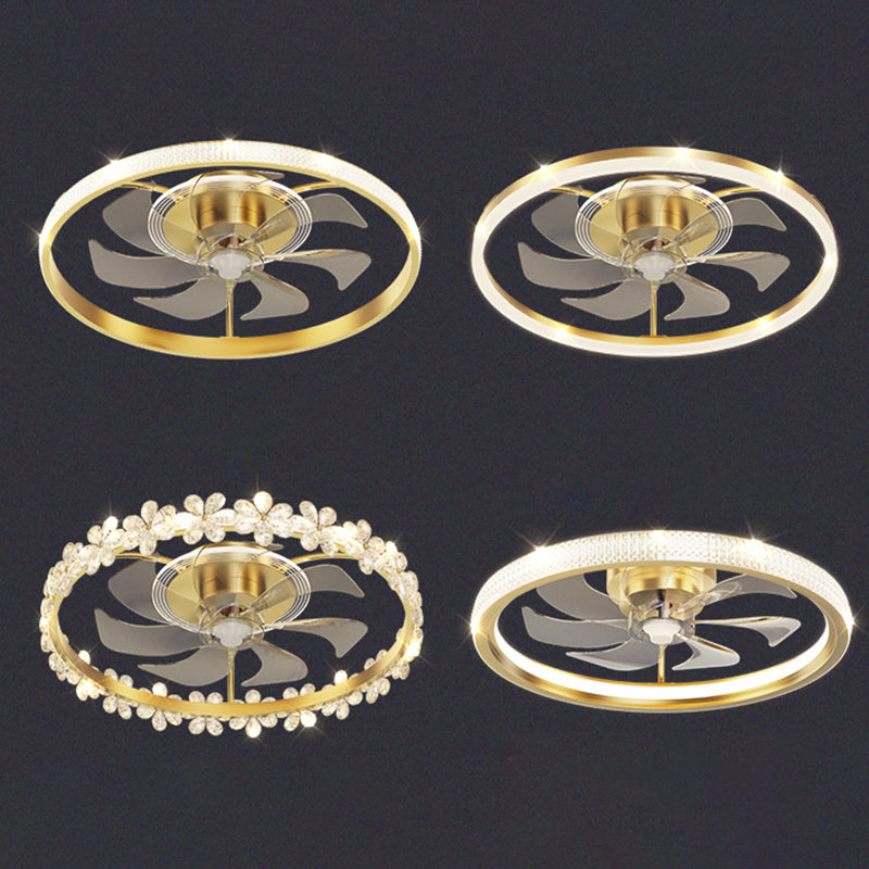 Lampada a ventola a soffitto circolare con finitura dorata LED MIMINALIST METALE SEMI FLUSH LUCE