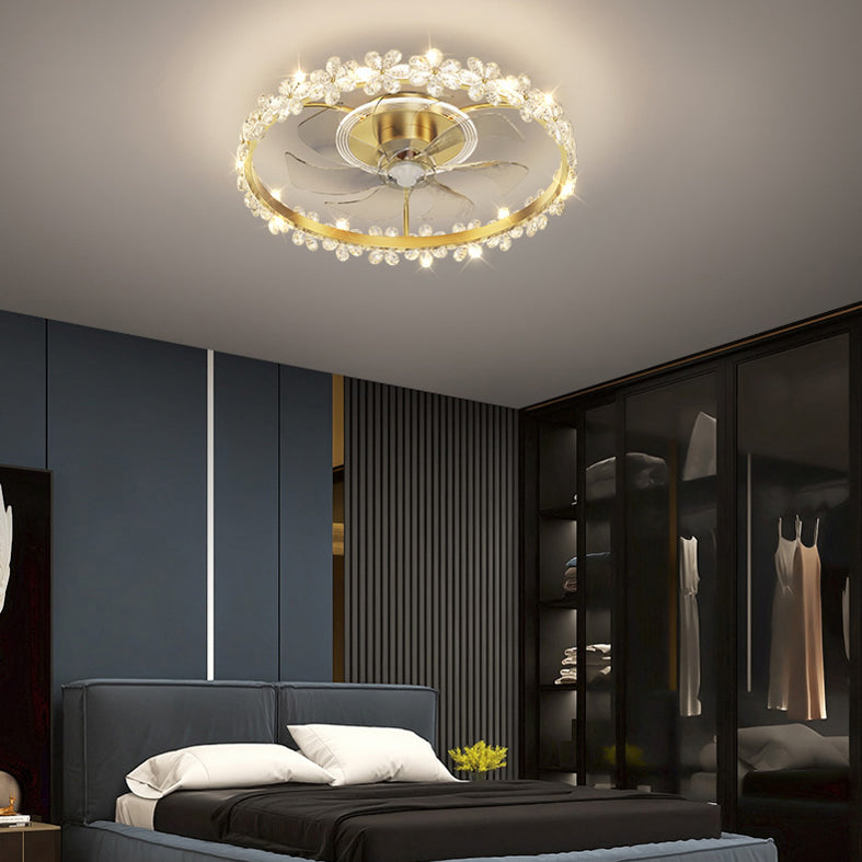 Lampada a ventola a soffitto circolare con finitura dorata LED MIMINALIST METALE SEMI FLUSH LUCE