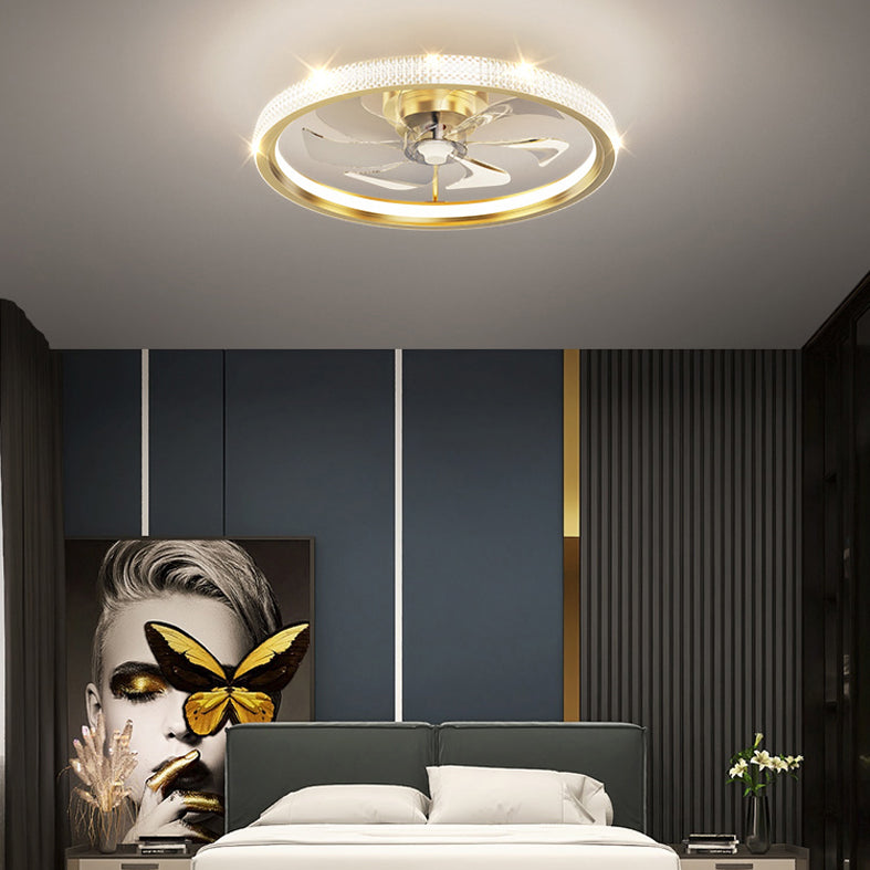 Lampada a ventola a soffitto circolare con finitura dorata LED MIMINALIST METALE SEMI FLUSH LUCE