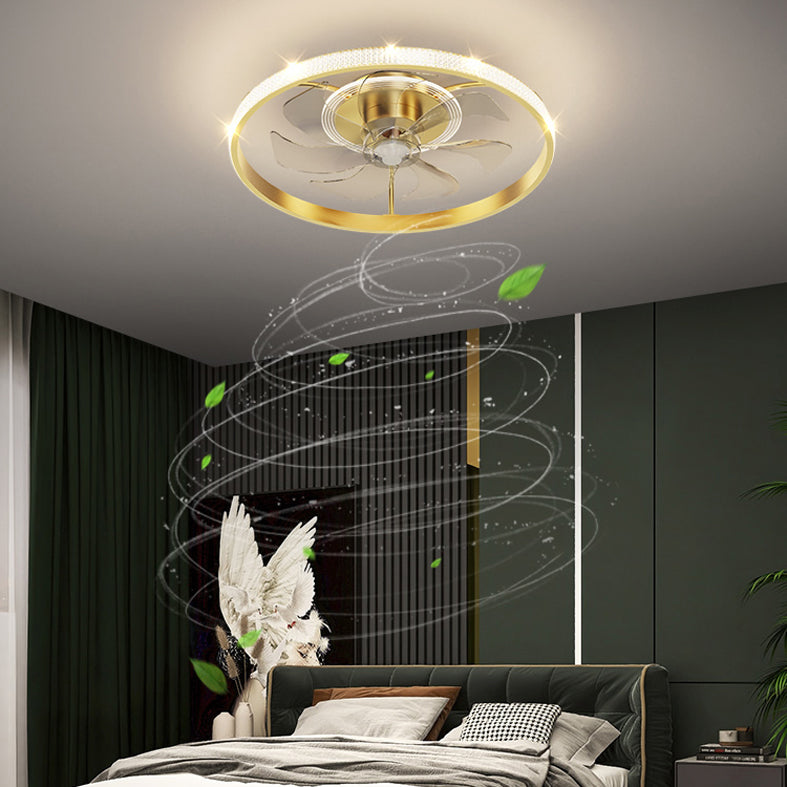 Lampada a ventola a soffitto circolare con finitura dorata LED MIMINALIST METALE SEMI FLUSH LUCE