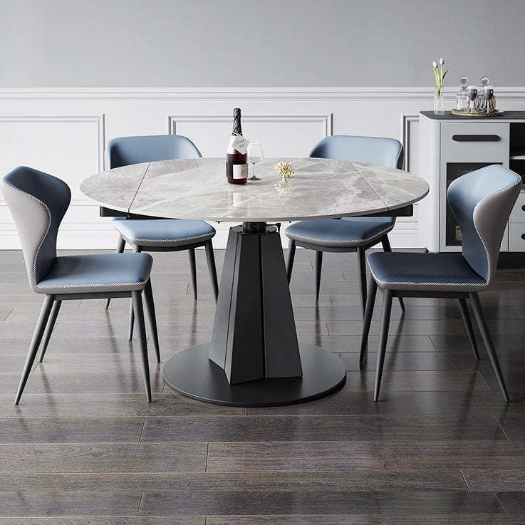 Modern Kitchen Dining Room Set with Sintered Stone Top and Black Base Dining Furniture