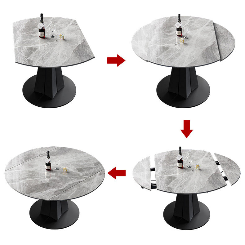 Modern Kitchen Dining Room Set with Sintered Stone Top and Black Base Dining Furniture