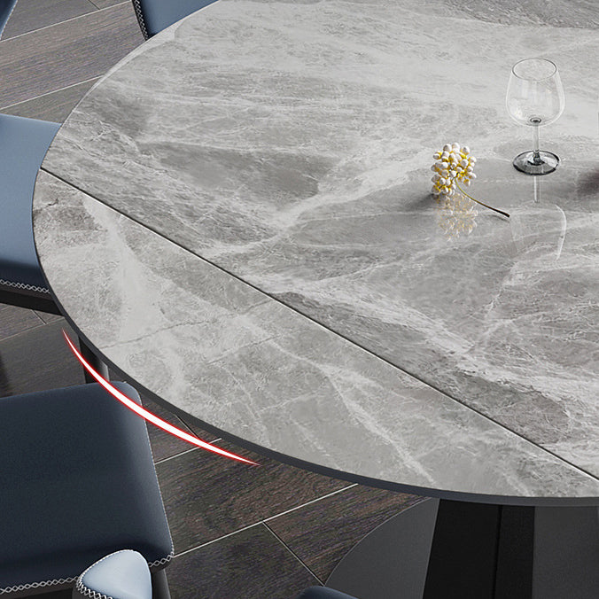 Modern Kitchen Dining Room Set with Sintered Stone Top and Black Base Dining Furniture