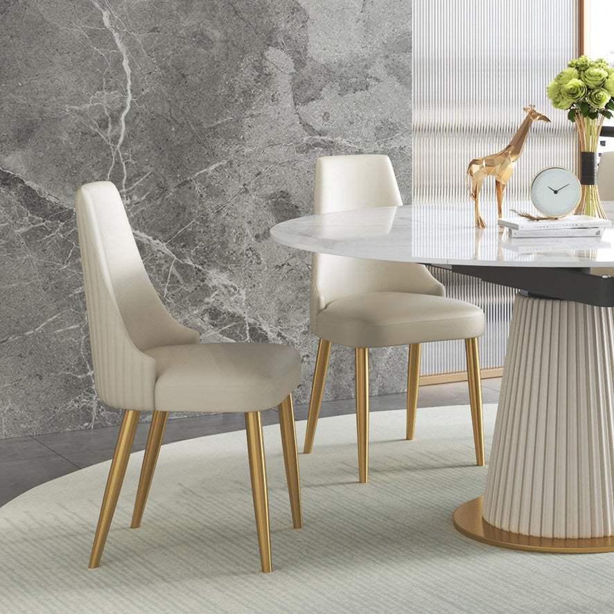 Modern Sintered Stone Dining Room Set with Round Top and Pedestal Base Dining Furniture