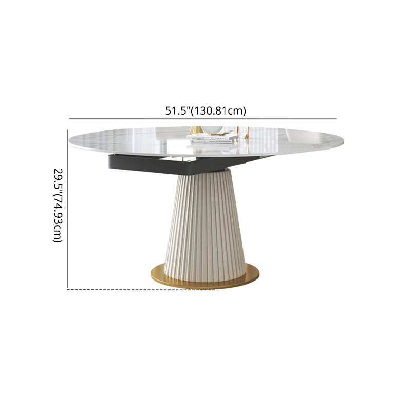 Modern Sintered Stone Dining Room Set with Round Top and Pedestal Base Dining Furniture