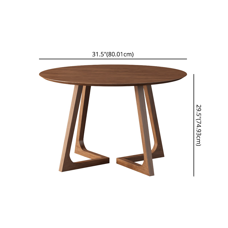 Round Contemporary Fixed Solid Wood Dining Room Table with Solid Wood Legs Kitchen Dining Set