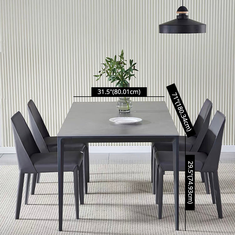 Standard Sintered Stone Top Dining Set with 4 Black Metallic Legs for Dining Furniture