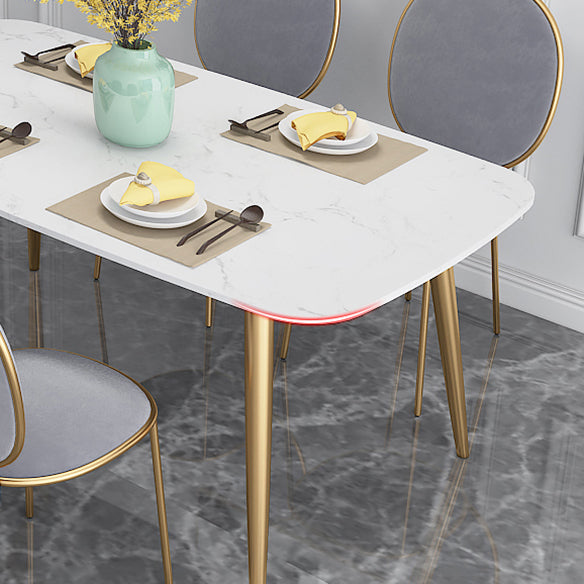 Scandinavian Kitchen Dining Room Set with Sintered Stone Top and 4 Legs Base Dining Furniture