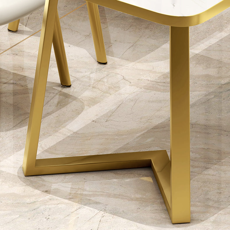 Standard Sintered Stone Top Dining Set with 2 Gold Metallic Legs for Dining Furniture