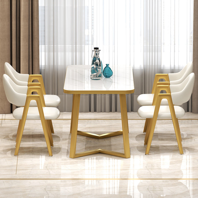 Standard Sintered Stone Top Dining Set with 2 Gold Metallic Legs for Dining Furniture
