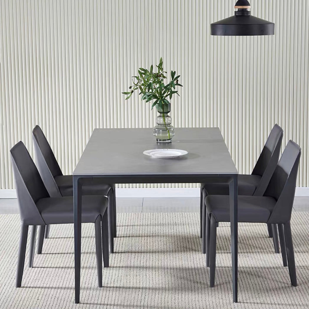 Standard Sintered Stone Top Dining Set with Black Metallic Legs Base for Dining Furniture