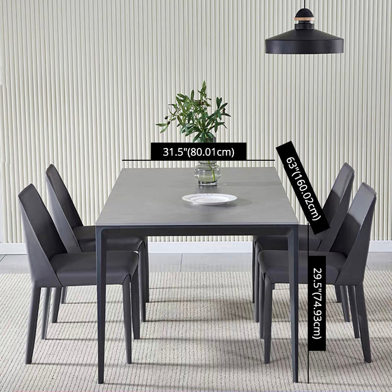 Standard Sintered Stone Top Dining Set with Black Metallic Legs Base for Dining Furniture