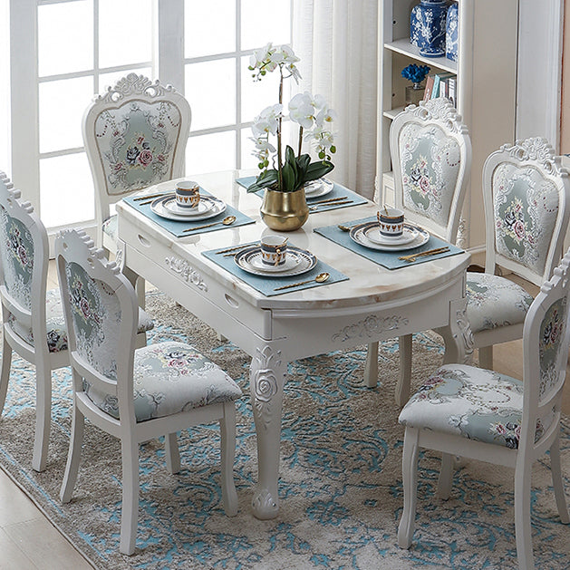 Victorian Dining Room Set Standard Height with Rectangle Top 4 Legs Base Dining Furniture