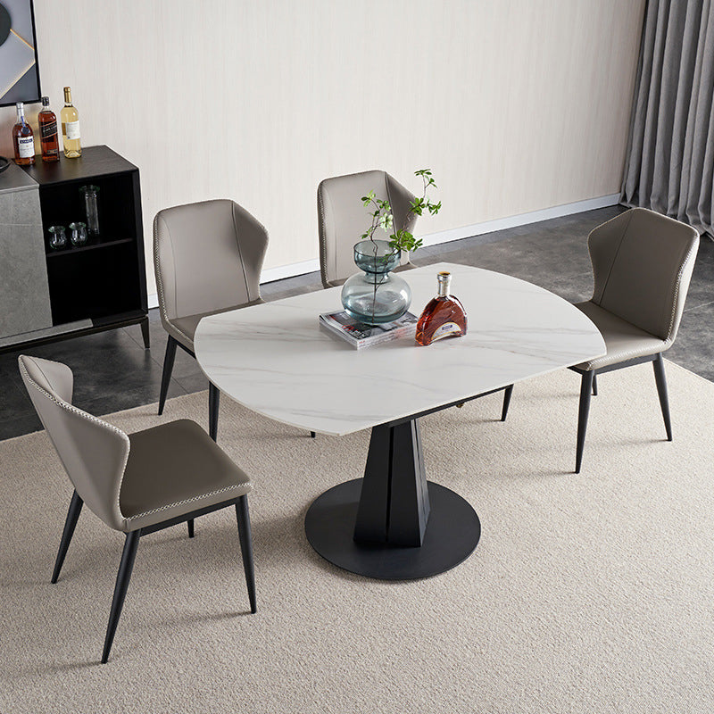 Modern Kitchen Dining Room Set with Sintered Stone Top and Black Base Dining Furniture Set