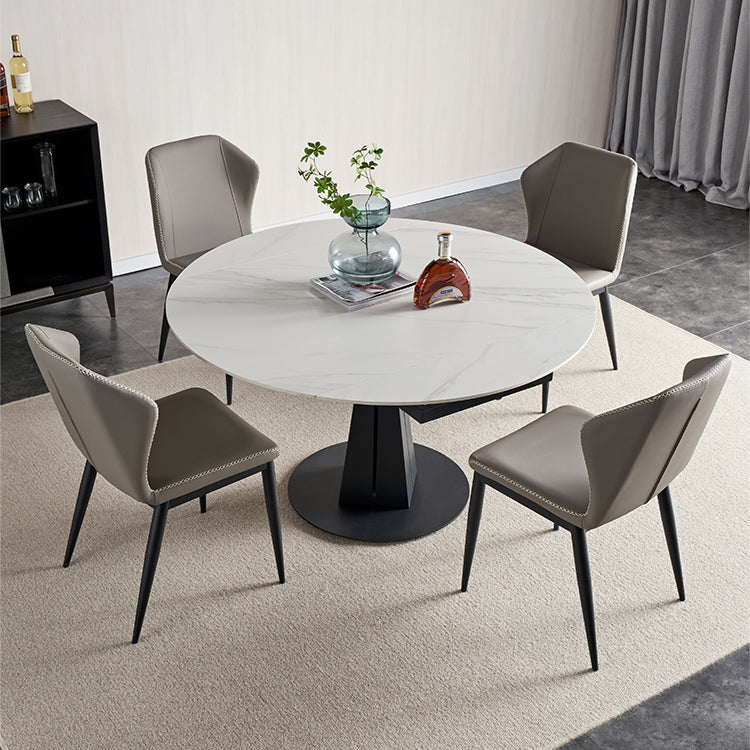Modern Kitchen Dining Room Set with Sintered Stone Top and Black Base Dining Furniture Set