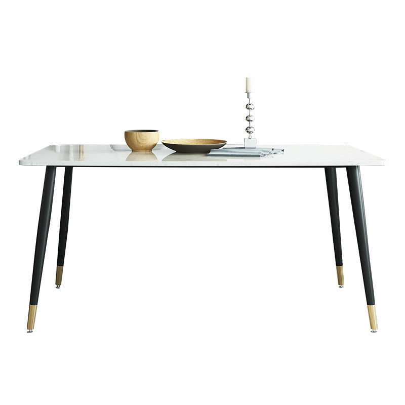 Dining Set Modern with Sintered Stone Rectangle Table and Padded Chairs