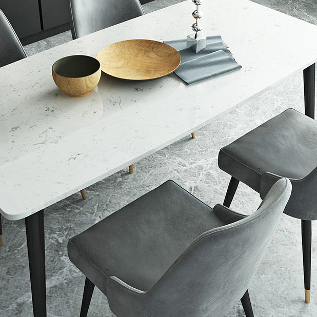 Dining Set Modern with Sintered Stone Rectangle Table and Padded Chairs