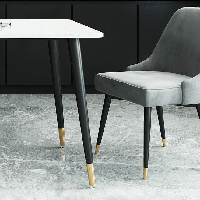 Dining Set Modern with Sintered Stone Rectangle Table and Padded Chairs