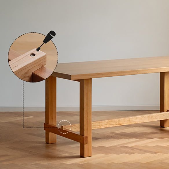 Fixed Farmhouse Style Solid Wood Top Kitchen Table Set of 4 Brown for Dining Room