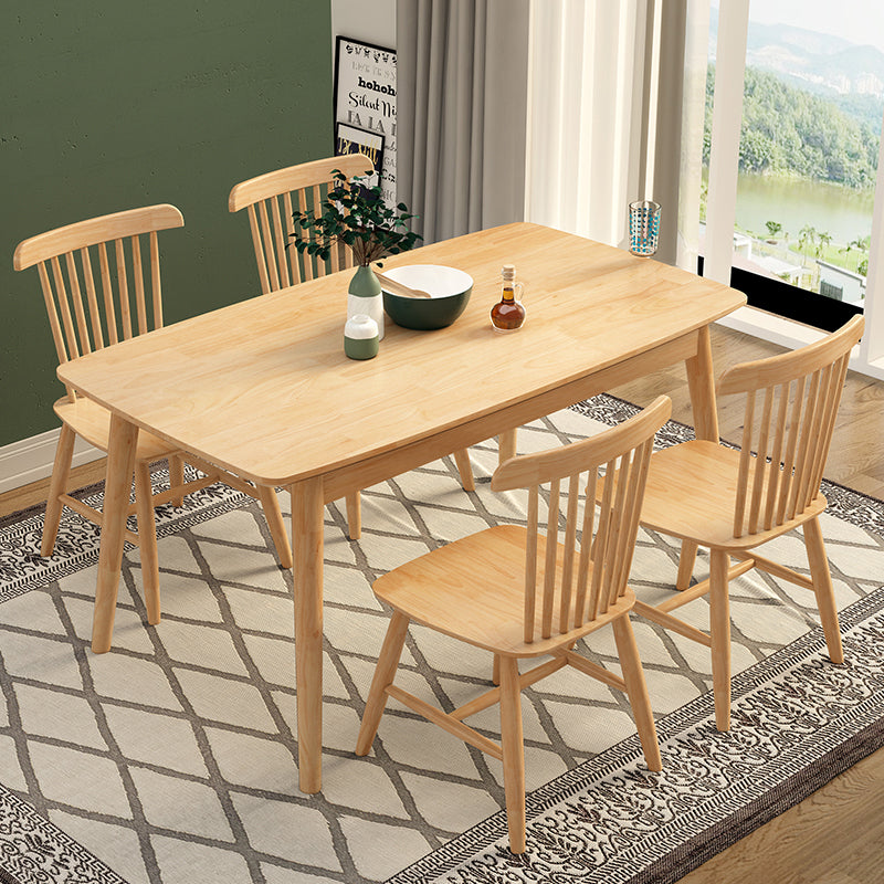 Modern Solid Wood Dining Room Set with Rectangle Home Dining Table Furniture