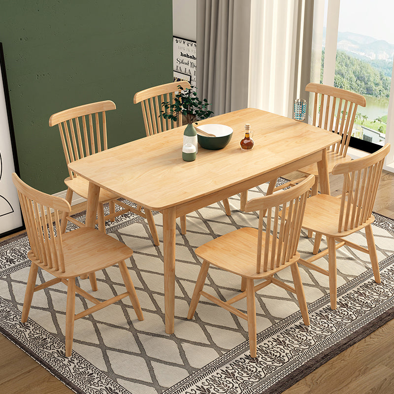 Modern Solid Wood Dining Room Set with Rectangle Home Dining Table Furniture