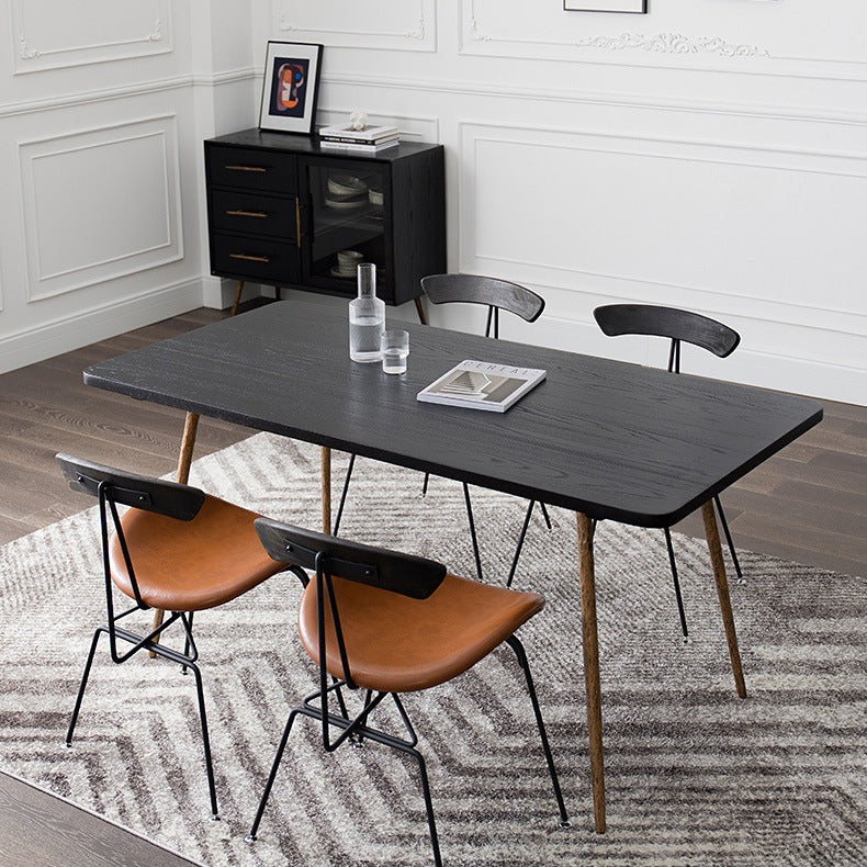 Industrial Dining Table Set with Rectangle Top and Black Base Kitchen Furniture