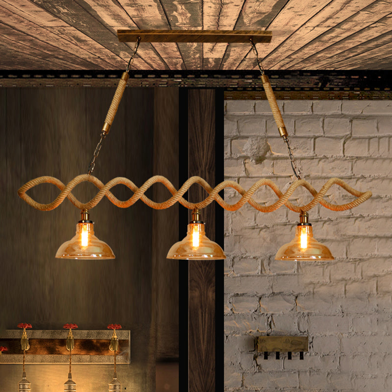 Beige Barn Island Idea Lighting Glass Amber Retro 2/3 Lights Bar Hanging Soful Afferma
