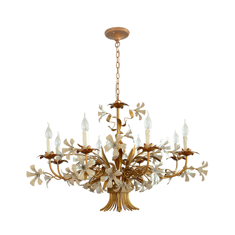 8 hoofden metalen kroonluchter lamp Brass Candlestick Slaapkamer Suspensie Verlichtingsarmatuur