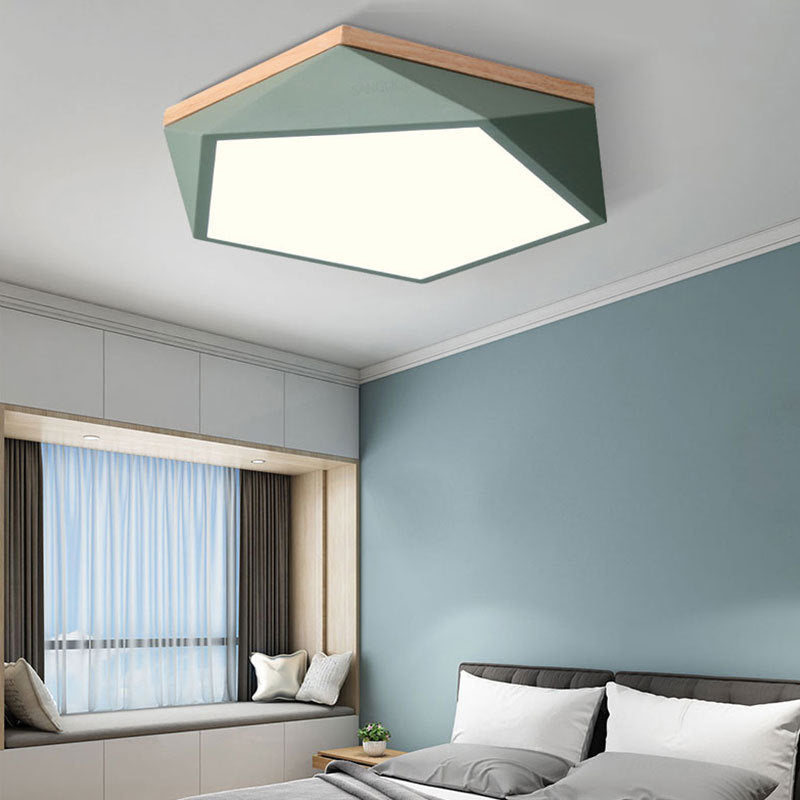 Geometric Macaron LED Ceiling Light in Modern Simplicity Iron Indoor Flush Mount with Acrylic Shade