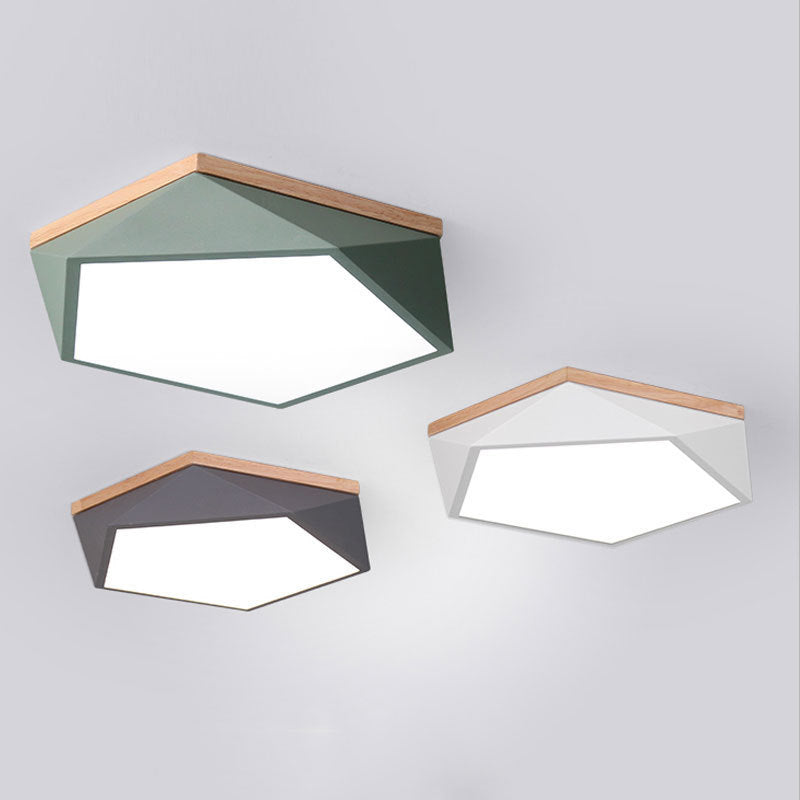 Geometric Macaron LED Ceiling Light in Modern Simplicity Iron Indoor Flush Mount with Acrylic Shade