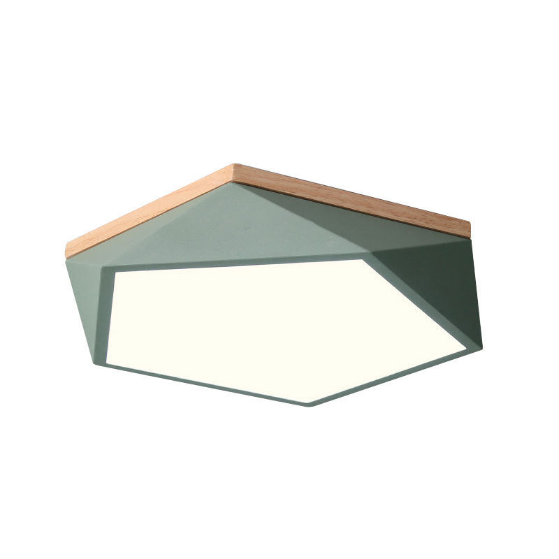 Geometric Macaron LED Ceiling Light in Modern Simplicity Iron Indoor Flush Mount with Acrylic Shade