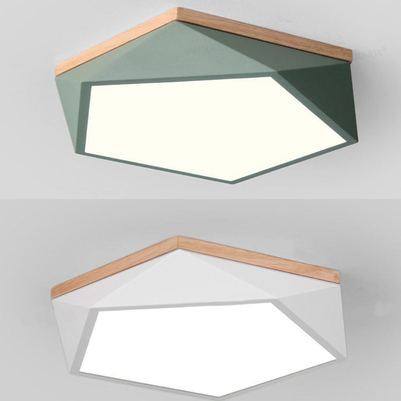 Geometric Macaron LED Ceiling Light in Modern Simplicity Iron Indoor Flush Mount with Acrylic Shade