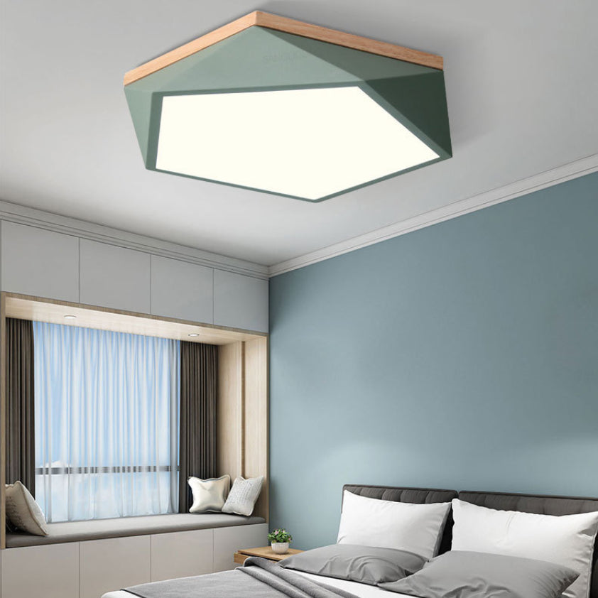 Geometric Macaron LED Ceiling Light in Modern Simplicity Iron Indoor Flush Mount with Acrylic Shade