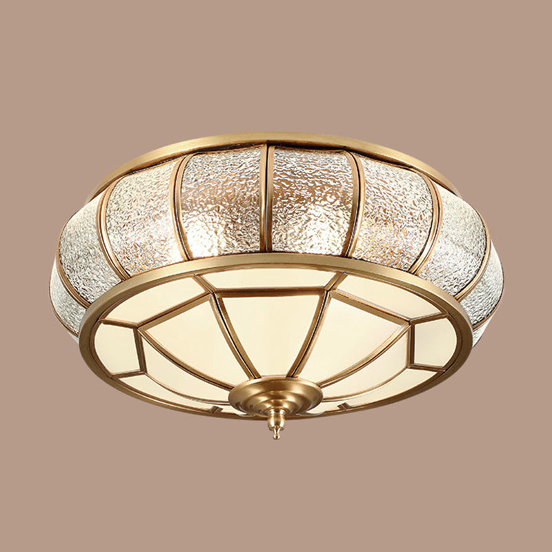 Colonial Vintage cuivre intérieur encastré laiton Bowl suspension avec abat - jour en verre dépoli