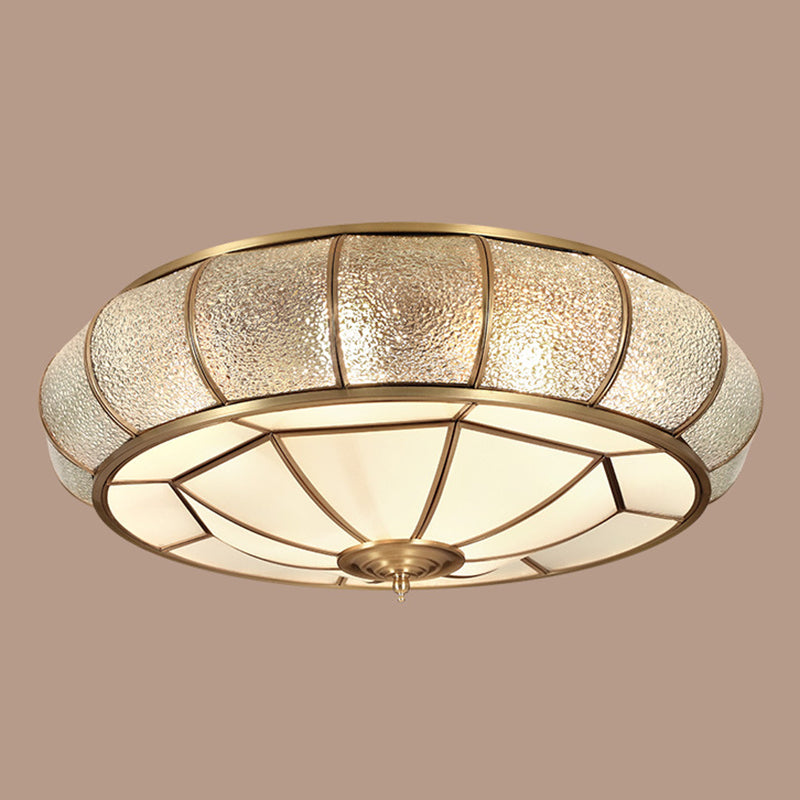Colonial Vintage cuivre intérieur encastré laiton Bowl suspension avec abat - jour en verre dépoli
