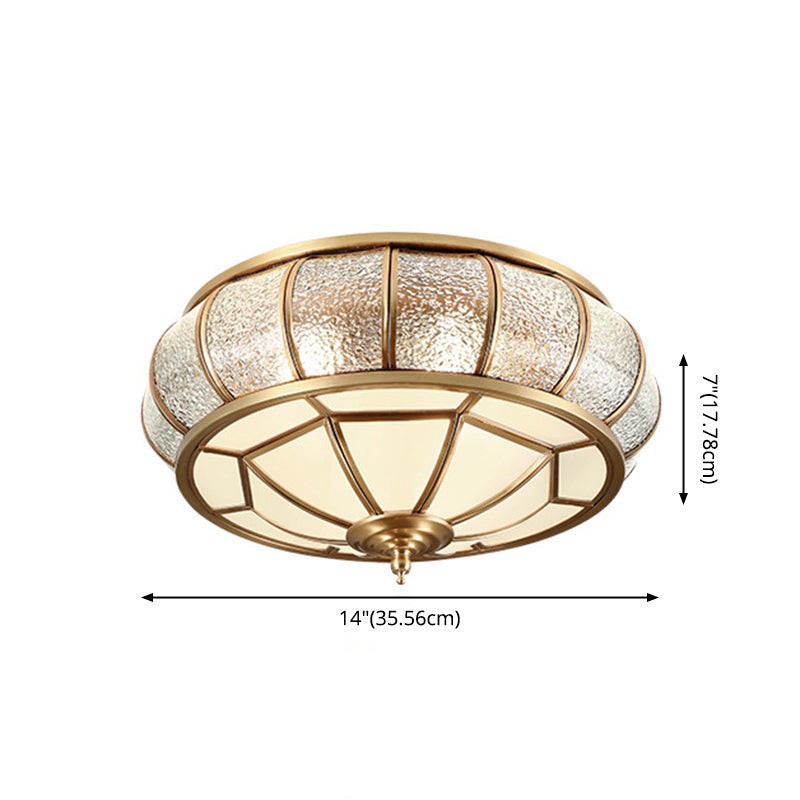 Colonial Vintage cuivre intérieur encastré laiton Bowl suspension avec abat - jour en verre dépoli