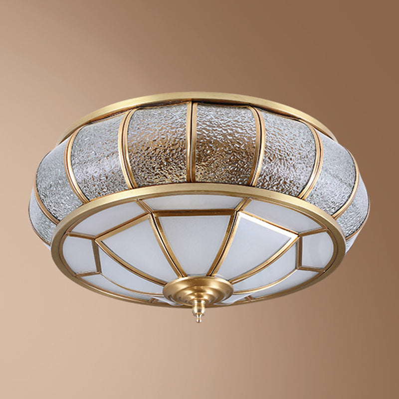 Colonial Vintage cuivre intérieur encastré laiton Bowl suspension avec abat - jour en verre dépoli