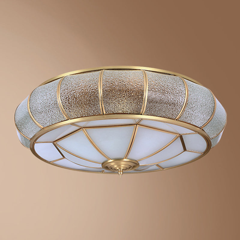 Colonial Vintage cuivre intérieur encastré laiton Bowl suspension avec abat - jour en verre dépoli