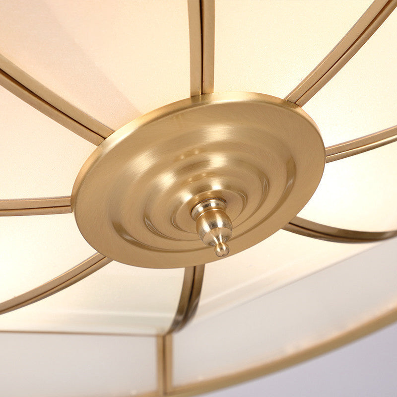 Colonial Vintage cuivre intérieur encastré laiton Bowl suspension avec abat - jour en verre dépoli