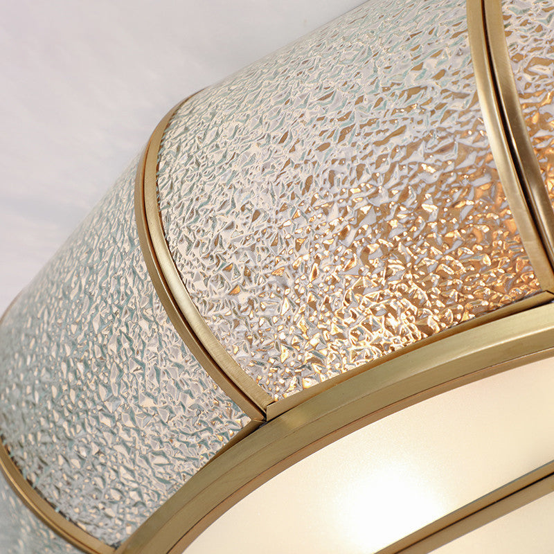 Colonial Vintage cuivre intérieur encastré laiton Bowl suspension avec abat - jour en verre dépoli